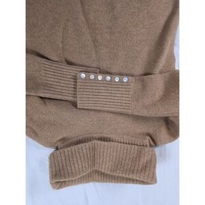 Tweeds Sweater Womens M Brown Merino Wool Turtleneck Button Cuff Knit Pullover